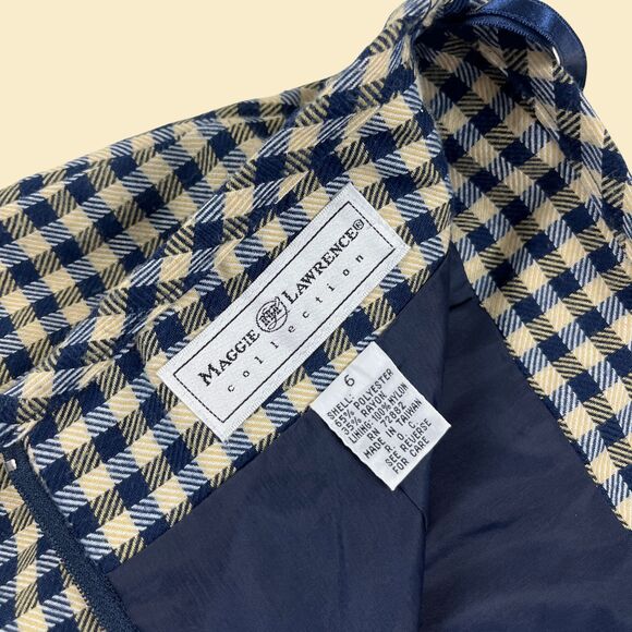 1980s Maggie Lawrence checkered midi skirt, size 6 vintage blue & yellow skirt - Picture 4 of 10